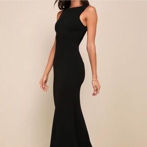 Lulus love in your eyes black knotted mermaid maxi dress